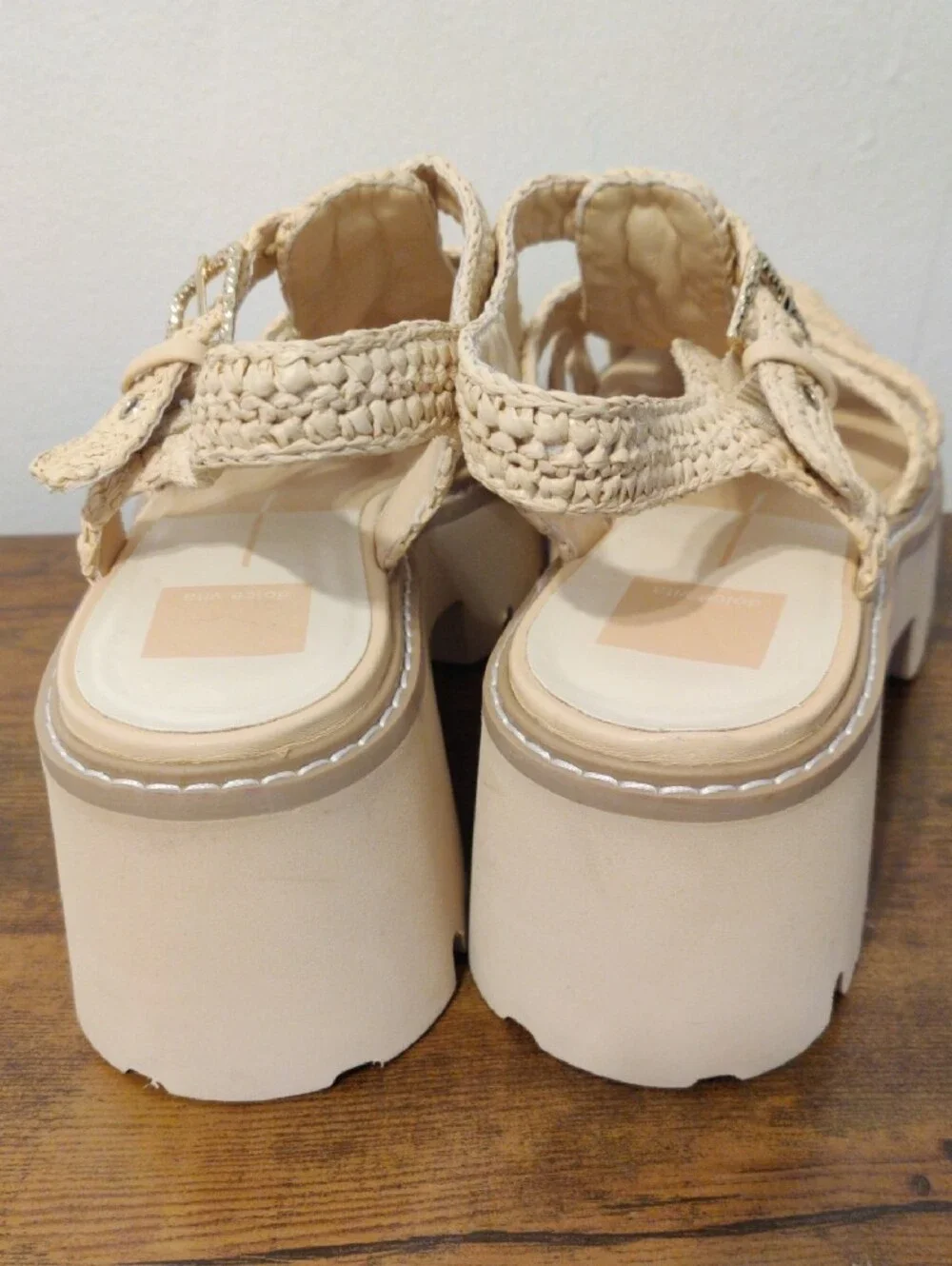 Dolce Vita Cream Woven Platform Sandals - Picture 6 of 16